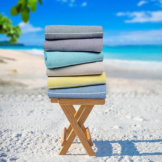 HILLFAIR Cotton Turkish Beach Towels- Lightweight Sand Free Peshtemal Hammam - Image 4