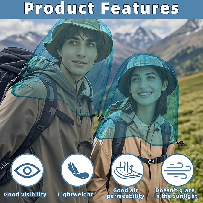 Oversized Mosquito Net 42 x 25 Inches Ultra Large Mosquito Head Net Face Neck - Image 4