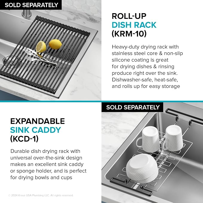 KRAUS Fairlane 33-inch Drop In/Top Mount Single Bowl 18-Gauge Stainless Steel - Image 2