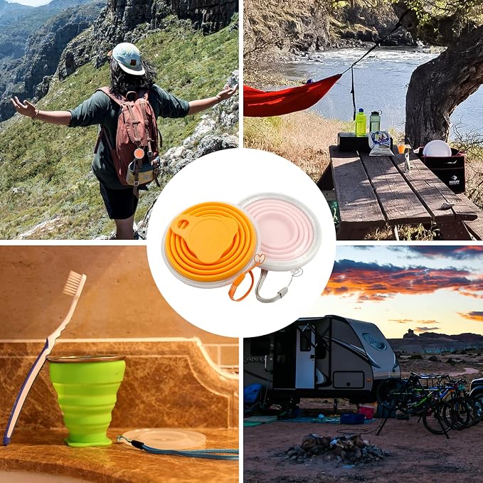 Litoexpe 2 Pack Silicone Collapsible Travel Cup Portable Folding Camping Cup - Image 7