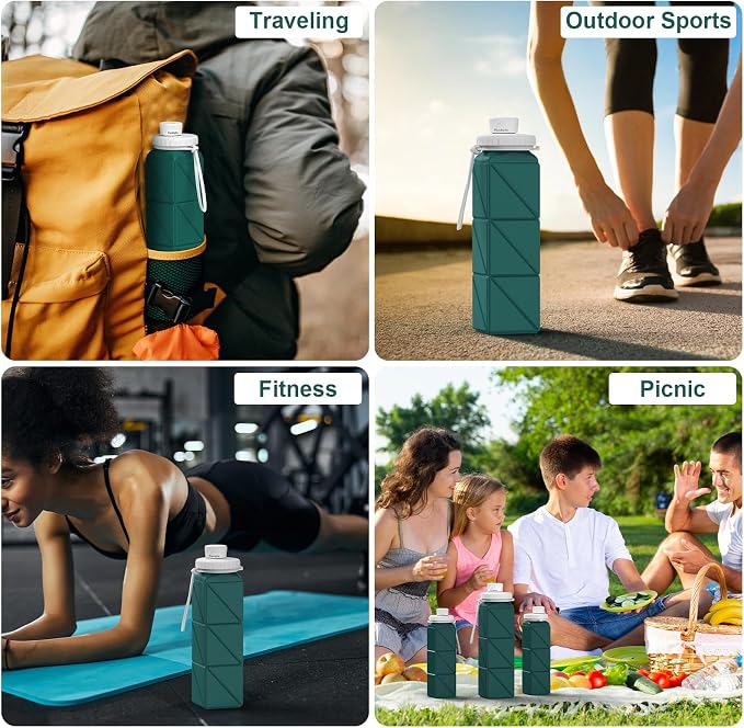 Portable Collapsible Water Bottles, BPA Free Food-Grade Silicone Reusable water - Image 7