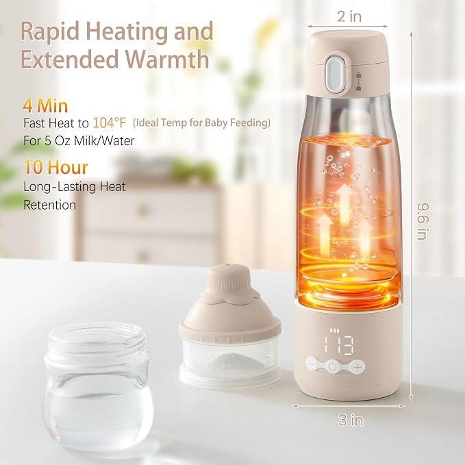 Portable Bottle Warmer for Travel, 12 Oz Milk Warmer for Breastmilk Formula - Image 2