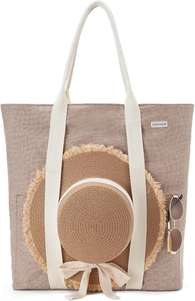Large Beach Tote Bag with Zipper-Travel Tote Bag - Image 9