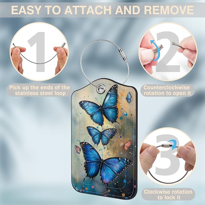 2 Pcs Blue Glowing Butterfly Luggage Tags - Image 4
