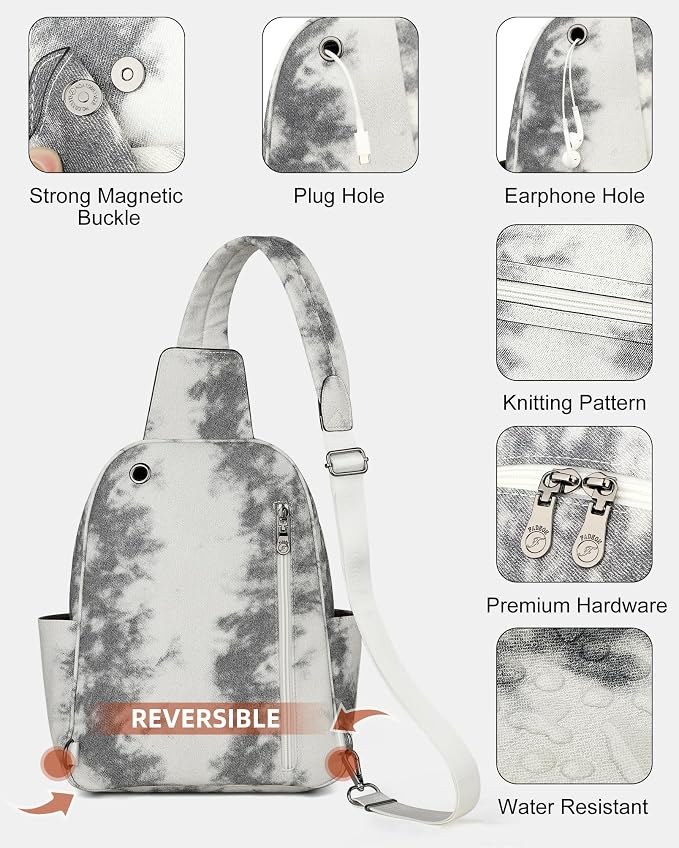 FADEON Large Sling Bag for Women, Leather Crossbody Purse Designer Anti Theft - Image 7