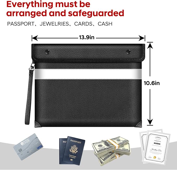 Fire Proof Bag for Documents 5200°F Heat Insulated, 13.9” X 10.6”Fireproof - Image 5