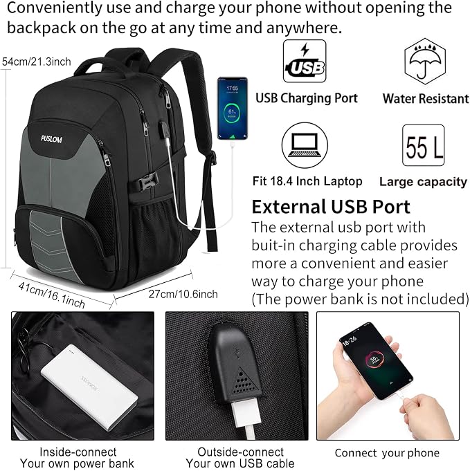 PUSLOM Extra Large Travel Laptop Backpack - Image 2