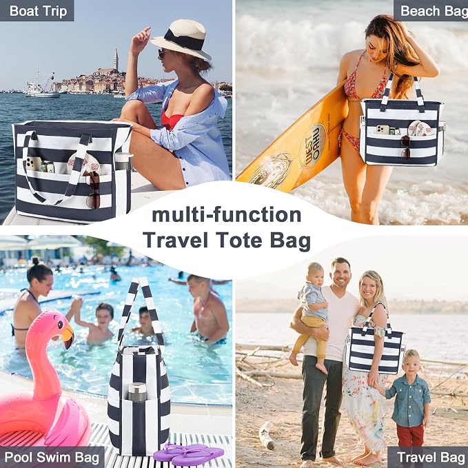 LEDAOU Beach Bag Waterproof Sandproof Women Tote Bag Pool Bag - Image 4