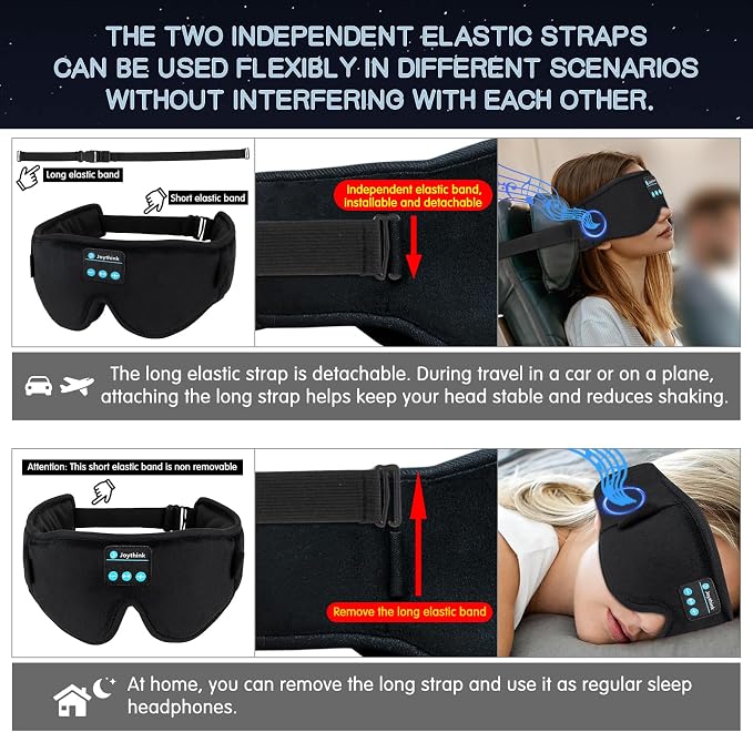 Joythink Sleep Headphones Headband Sleep Mask Eye Mask 3D Deep Bluetooth - Image 5