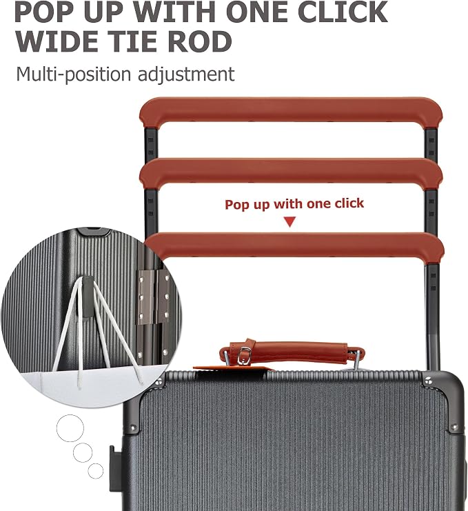 feilario 20'' Aluminum Frame Wide Handle PC Hardside Carry On Luggage - Image 3