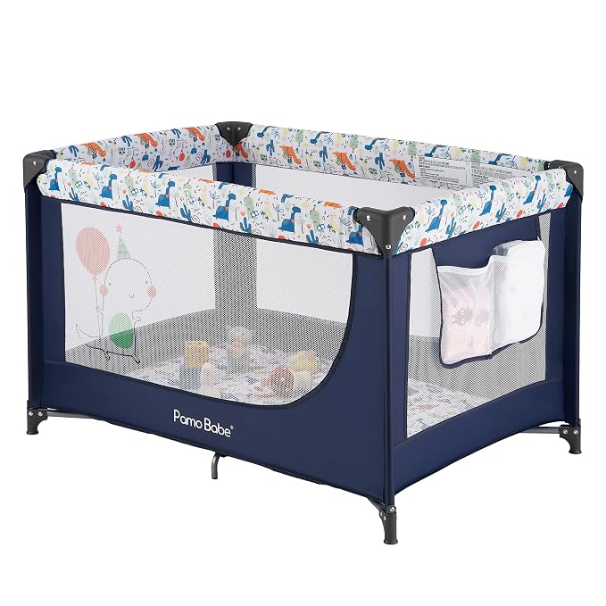 Pamo Babe Travel Foldable Portable Bassinet Baby Infant Comfortable Play Yard by PamoBabe
