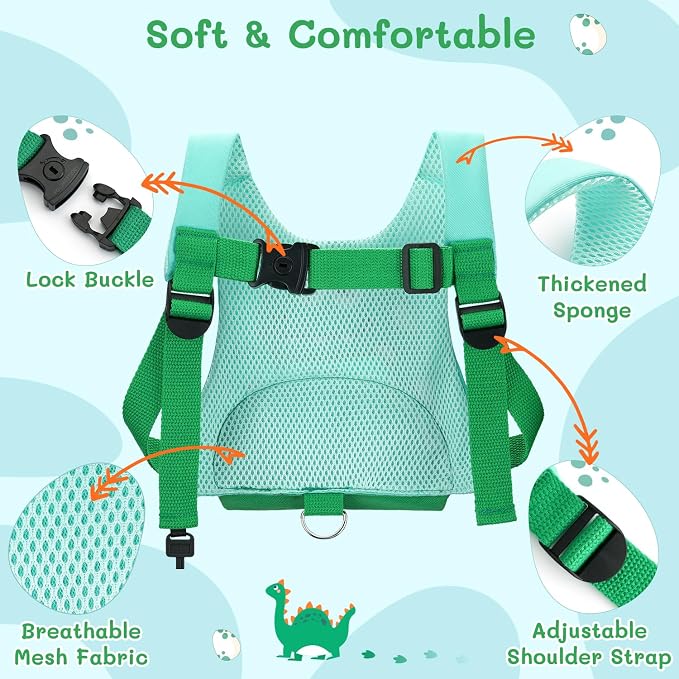 Dr.meter 3 in 1 Toddler Harness Leash + 8.2ft Anti Lost Wrist Link, Cute - Image 4