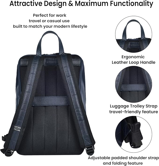 LEATHER VILLAGE Leather Laptop Backpack - Image 3