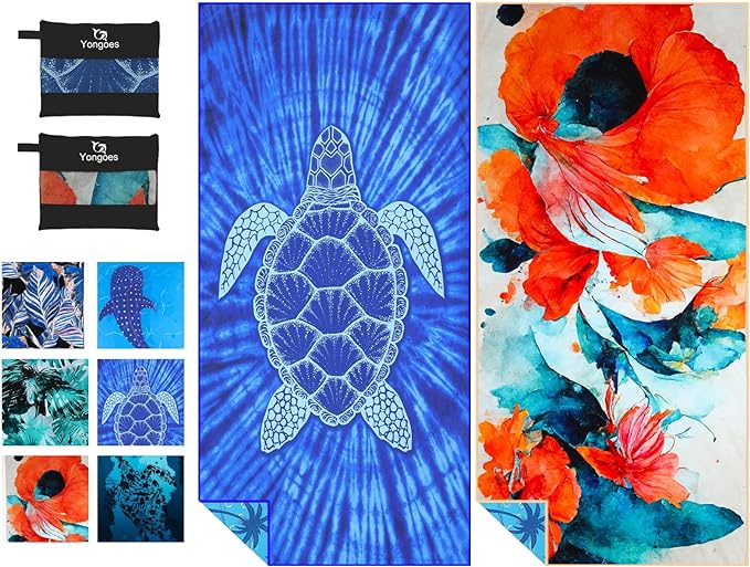 2 Pack Microfiber Lightweight Thin Beach Towel Sand Free Quick Dry Super by Yongoesbeachtowel