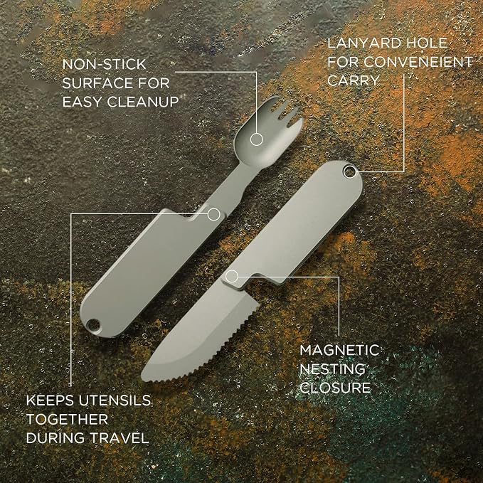 Kopak 2 in 1 Camping Eating Utensils Set, Reusable Magnetic Camping Utensils Set - Image 2