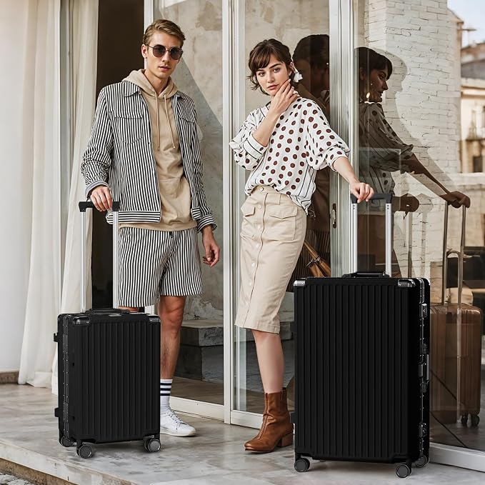 AnyZip Luggage Sets 2 Piece Aluminum Frame Carry On and Checked Suitcase PC ABS - Image 8