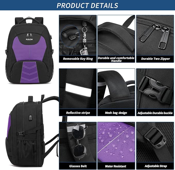 PUSLOM Extra Large Travel Laptop Backpack - Image 4