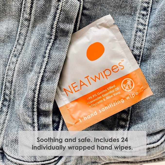 NEATwipes Hand Sanitizing Wipes | Travel Essentials | Disposable Wet Wipe & - Image 5