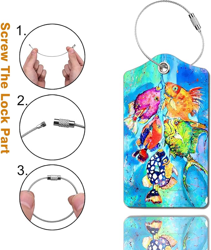 2 Pack Luggage Tag for Suitcase, Cute Unique Leather Bag Tags Identifiers - Image 2