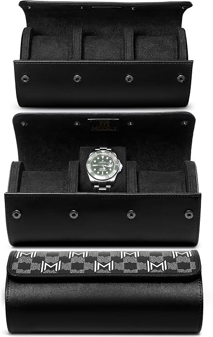 MOZSLY Watch Roll Travel Case 3 Slots Portable Watches Box Organizer Storage - Image 8