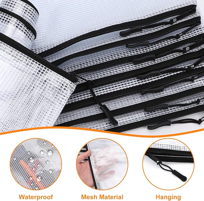 24pcs Mesh Zipper Pouch, Puzzle Storage Bags, A3 17x12 Inches Large Reusable - Image 3