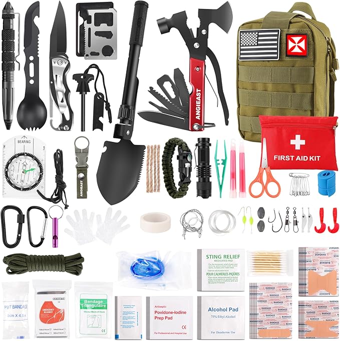 Survival Kit 256 in 1, First Aid Kit Survival Gear Tools Trauma Kit by Angieast