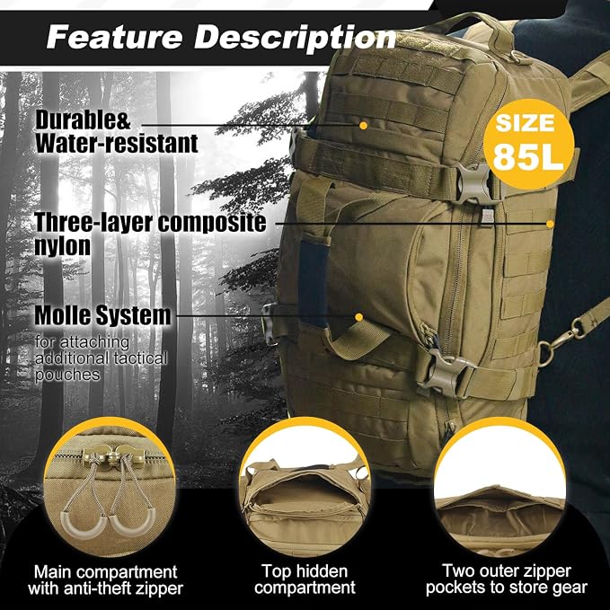 3 In 1 Military Backpack Travel Duffle Bag - Image 4