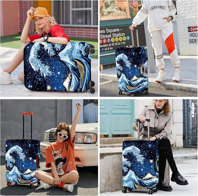 ANNA QUEEN Starry Ocean Wave Luggage Cover, Suitcase Protector - Image 7