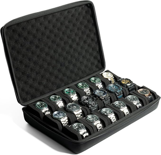 Hardshell watch case, 18 slots watch travel case by Unknown