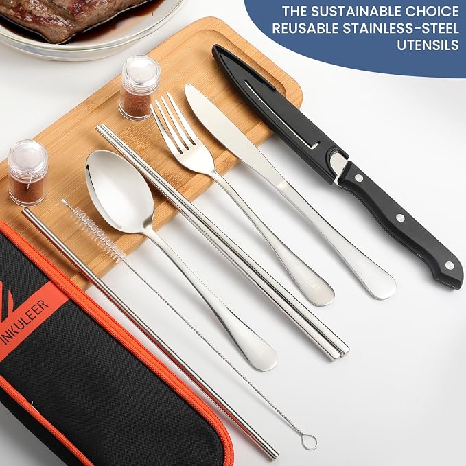 Travel Cutlery, Portable Cutlery Set | Portable Silverware Set, 18/8 Stainless - Image 2