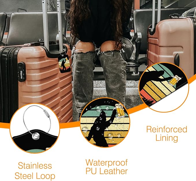 Sasquatch Luggage Tag for Suitcase 2 Pack Leather Luggage Tag - Image 5