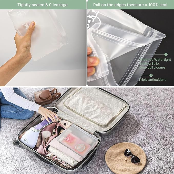 8 Pack Clear Toiletry bags, TSA Approved Quart Size Zipper Bags, PEVA Material - Image 8