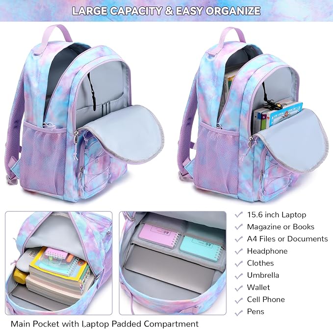 Lohol Galaxy Backpack for Kids Teen Girls, Water Resistant Daypack - Image 6