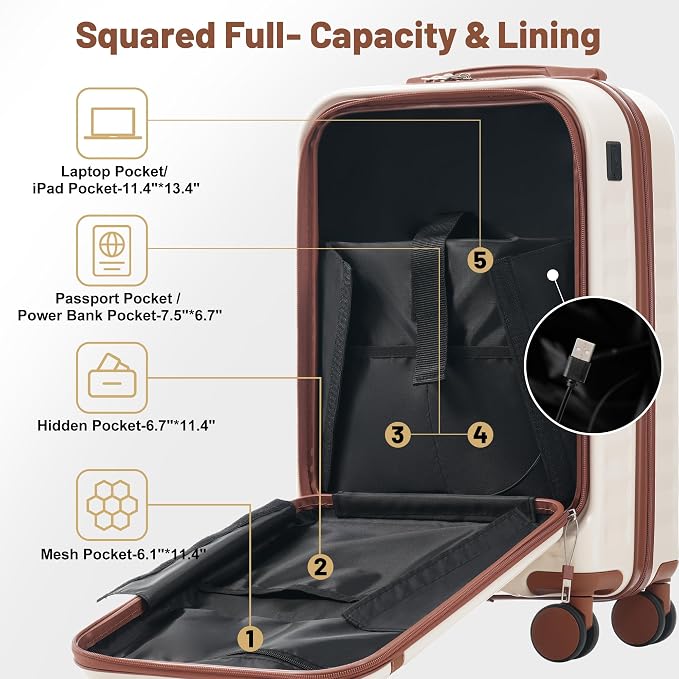 Merax Luggage Sets Front Opening, 2 Piece Hardshell Suitcase - Image 3