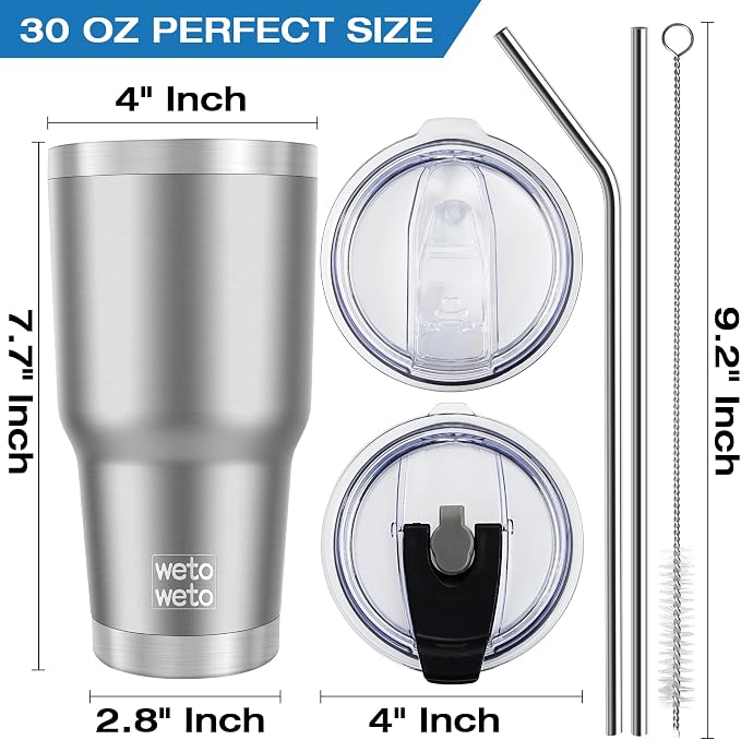 WETOWETO 30 oz Tumbler Stainless Steel Vacuum Insulated Coffee Ice Cup Double - Image 3