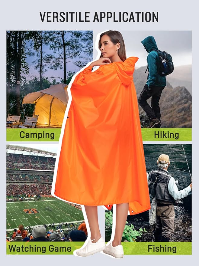 SaphiRose Extra Thick Hooded Rain Poncho Double Layer Waterproof Raincoat Jacket - Image 6