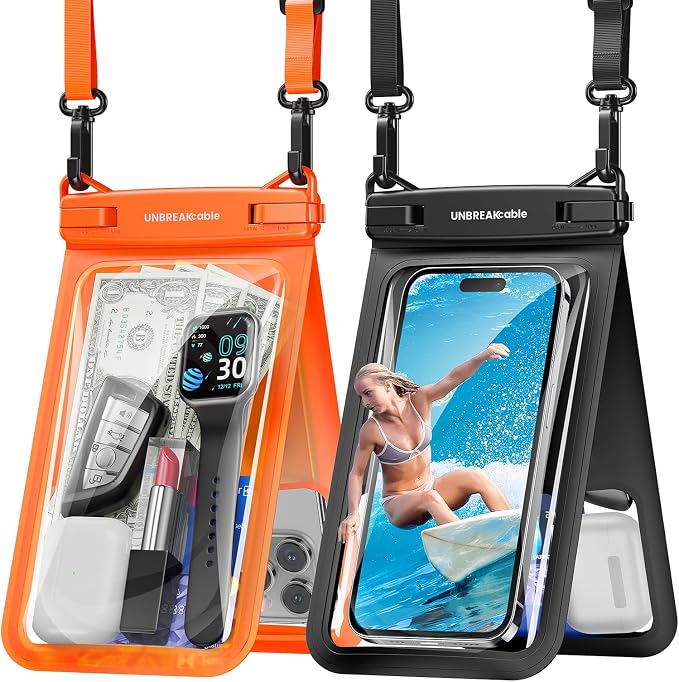 UNBREAKcable IPX8 Waterproof Phone Pouch 2-Pack, Double Space Waterproof Phone by UNBREAKcable