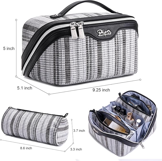 Travel Makeup Bag for Women: Large Capacity Open Flat Make up Bag Set of 3 - Image 2