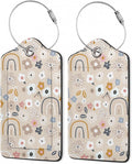 2Pcs Luggage Tag for Suitcase Boho Flowers Rainbow Cute Suitcase Tag by Gearsly