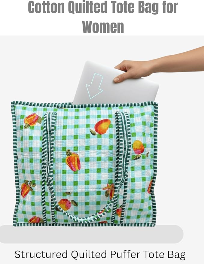Cotton Quilted Tote Bag for Women – Large Beach & Travel Tote - Image 5
