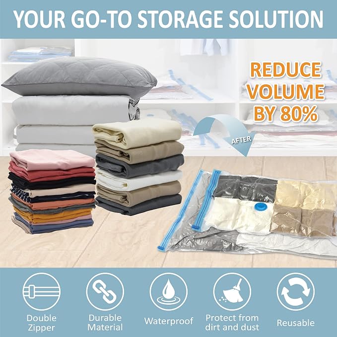 8 Pack Vacuum Storage Bags, Space Saver Bags Compression Storage Bags - Image 2