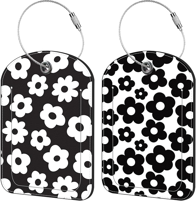 Vintage Groovy Flowers Luggage Tag by iapodiad