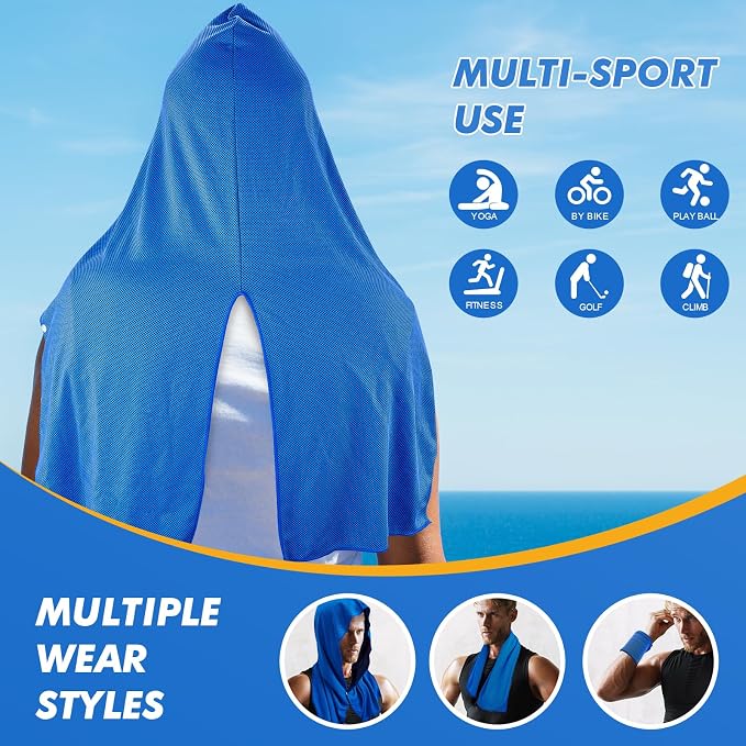 4 Pack Cooling Hoodie Towels for Neck and Face, UPF 50 Sun Protection & Instant - Image 5