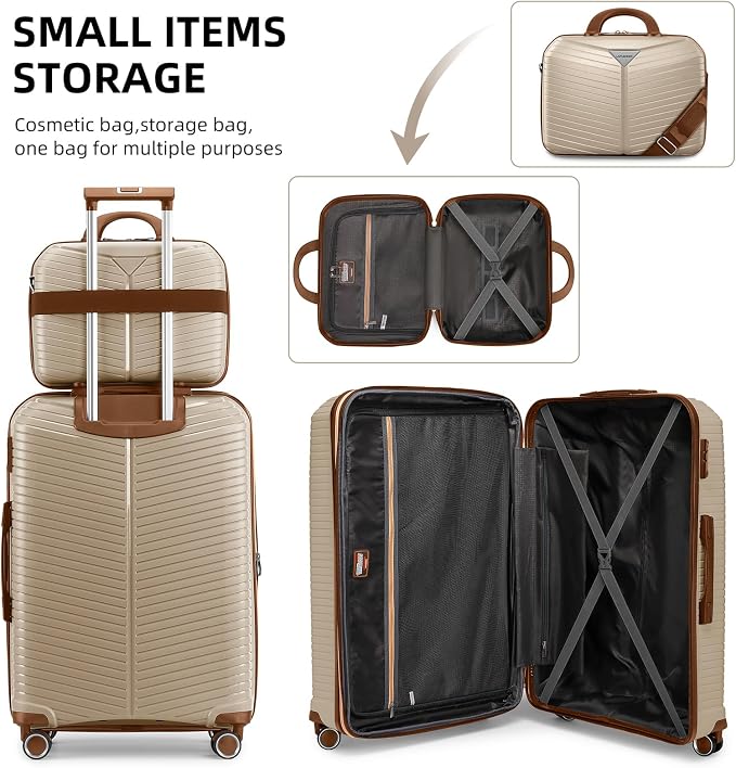 LEAVES KING Luggage Sets 5 Piece, Expandable PP Suitcase - Image 7