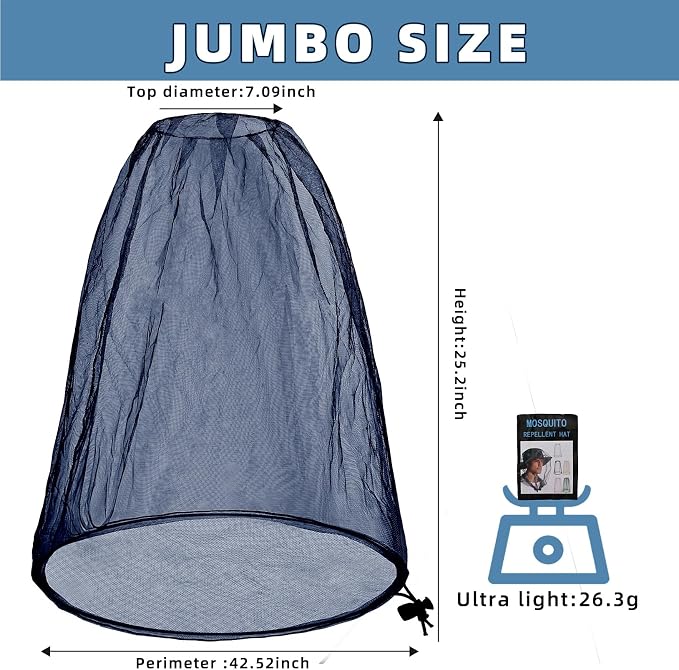 Oversized Mosquito Net 42 x 25 Inches Ultra Large Mosquito Head Net Face Neck - Image 2