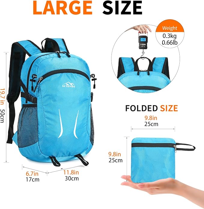 Large Hiking Daypack, 30L Waterproof Hiking Backpack Packable Lightweight - Image 4