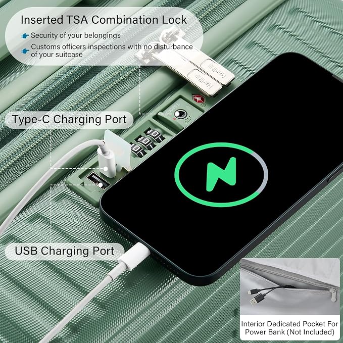 28 Inch Luggage Hard Shell Suitcases, Expandable Travel Checked Luggage 28 Inch - Image 3