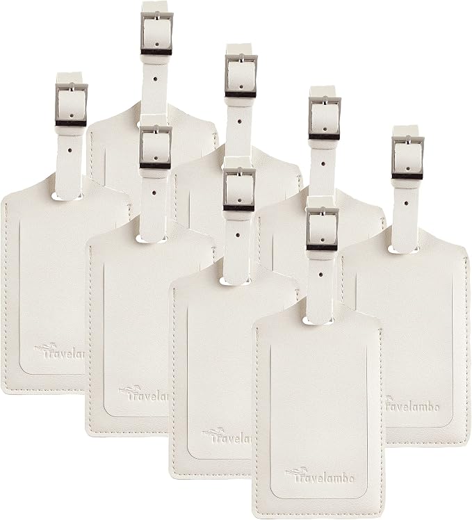 8 Pack Leather Luggage Travel Bag Tags by Travelambo by Travelambo