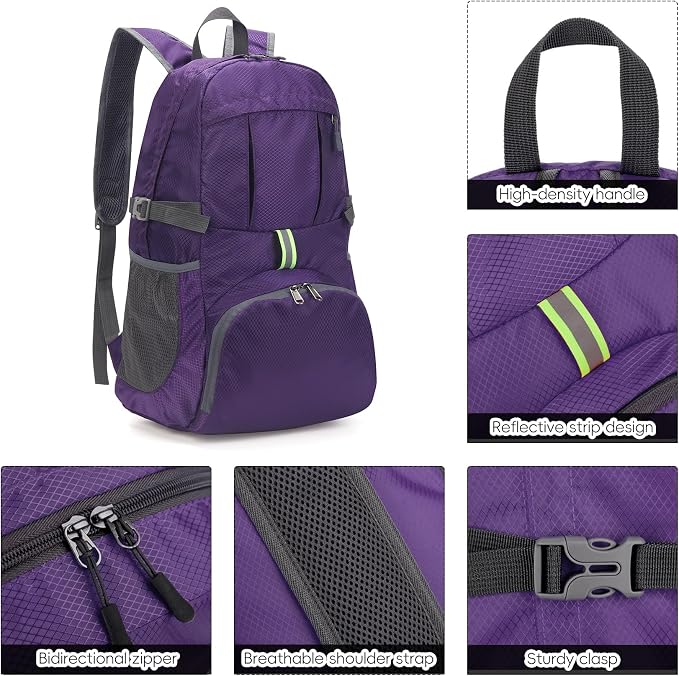 Yaopeing Lightweight Backpack, 25L Foldable Hiking Packable, Water Resistant - Image 8