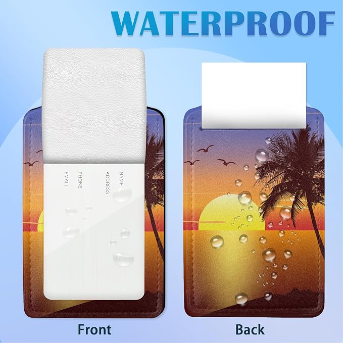 Sunset with Palmtree Silhouette 2 PCS Luggage Tags, Privacy Cover ID Label with - Image 4